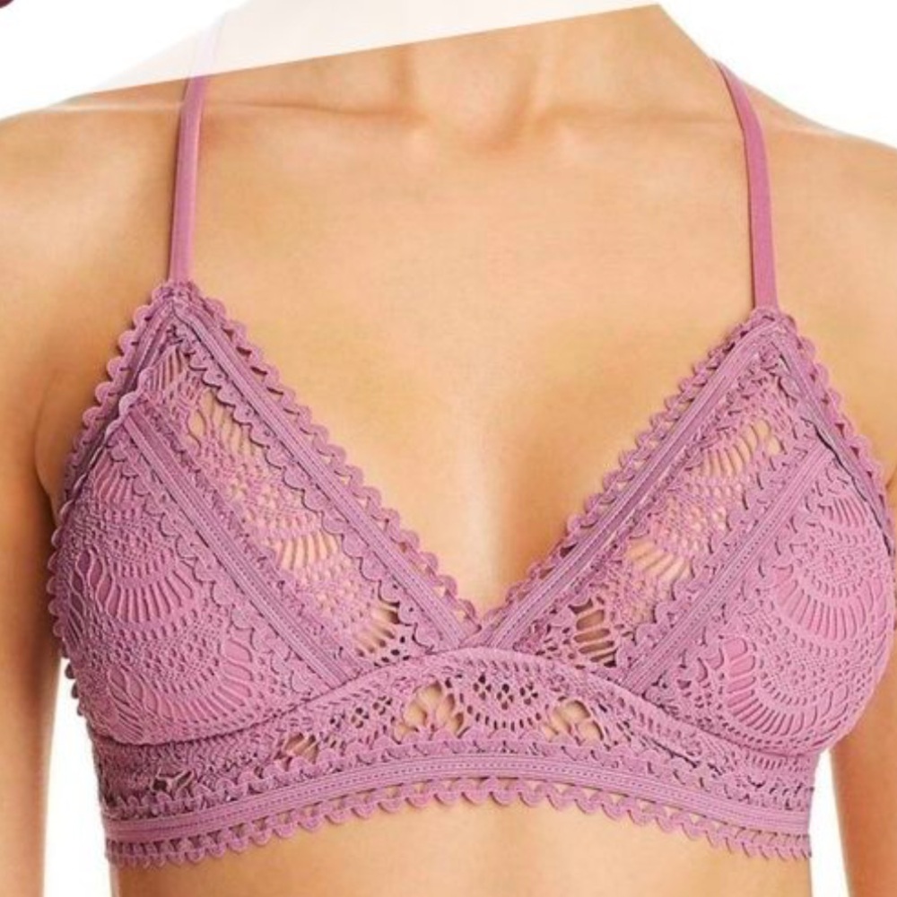 Becca Lace Bralette Triangle Bikini Top lavender light purple size large